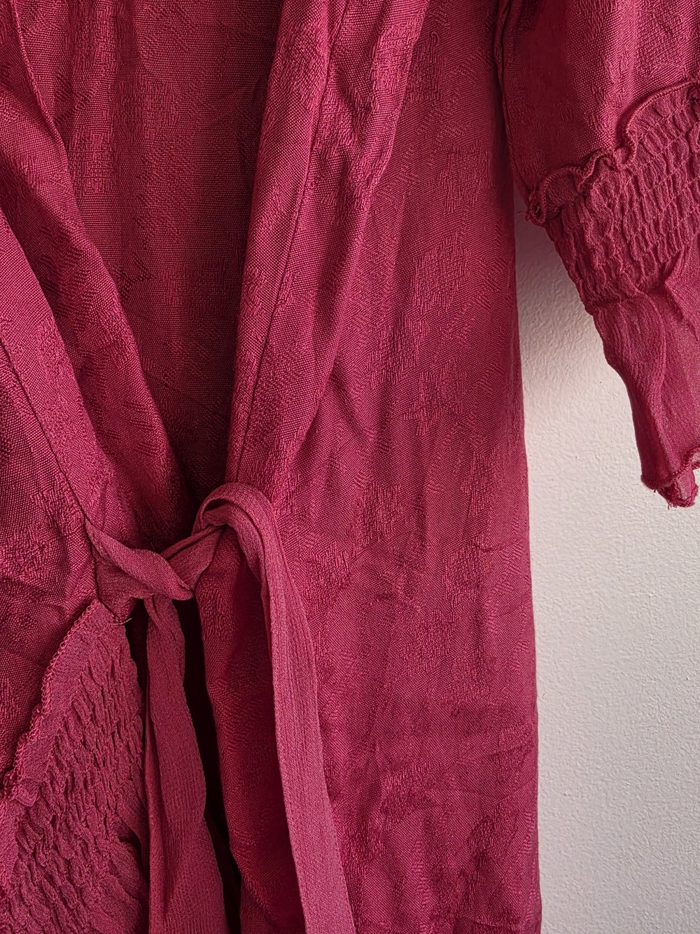 April Cornell Wrap Boho Sheer Ruffle Rayon Midi Dress Damask Woven Rayon Medium - Picture 8 of 14